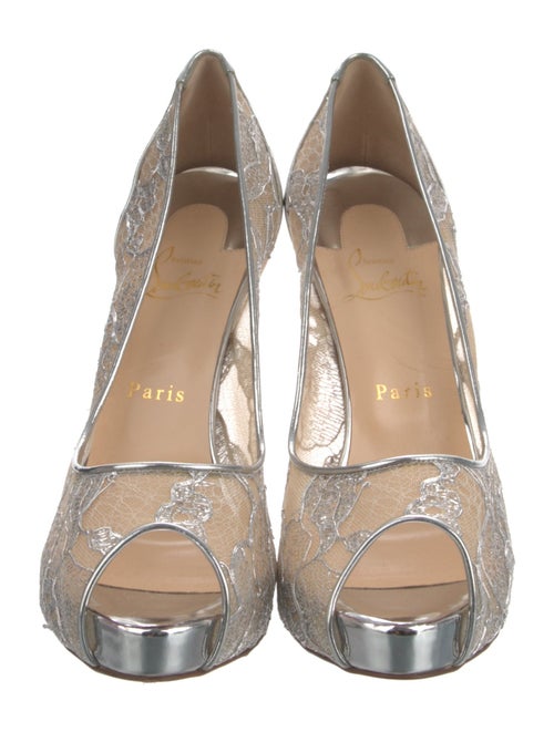 Christian Louboutin Lace Pattern Slingback Pumps