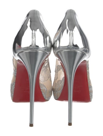 Christian Louboutin Lace Pattern Slingback Pumps