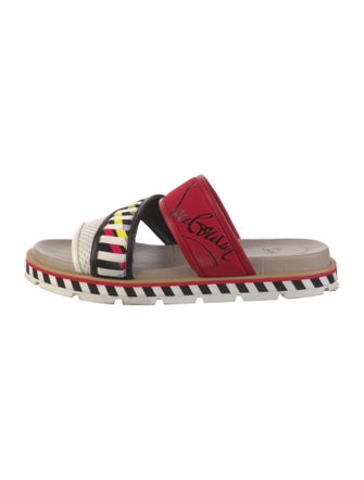 Christian Louboutin Printed Mesh Accents Slides