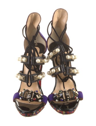 Christian Louboutin Leather Animal Print Gladiator Sandals