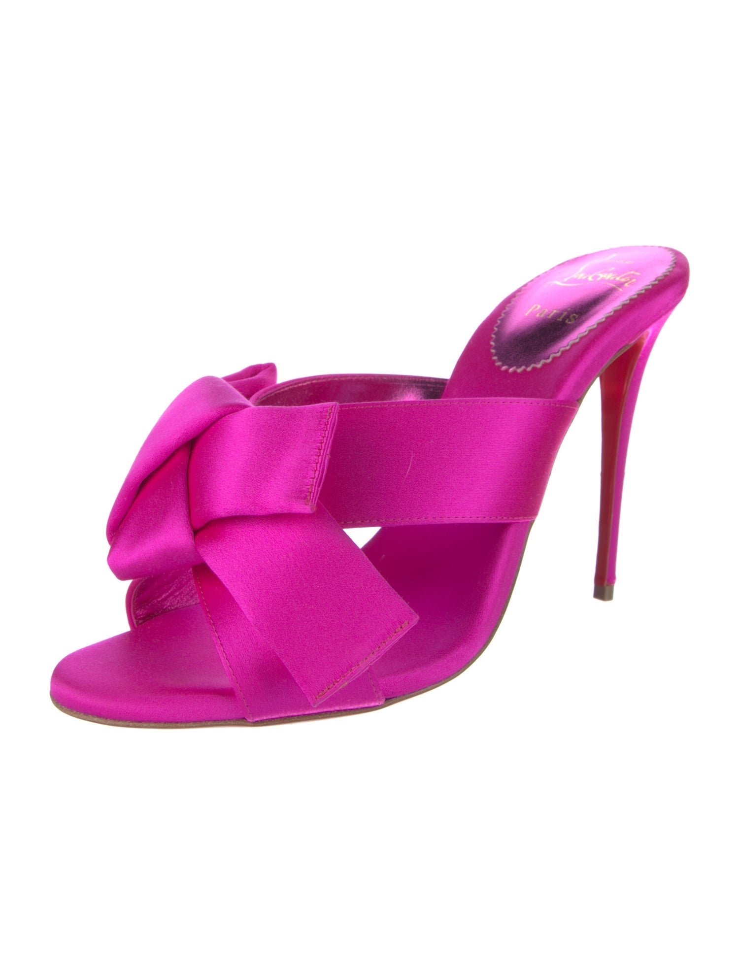 Christian Louboutin Satin Bow Accents Slides
