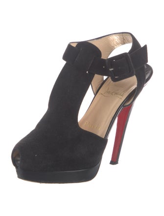 Christian Louboutin Suede T-Strap Pumps