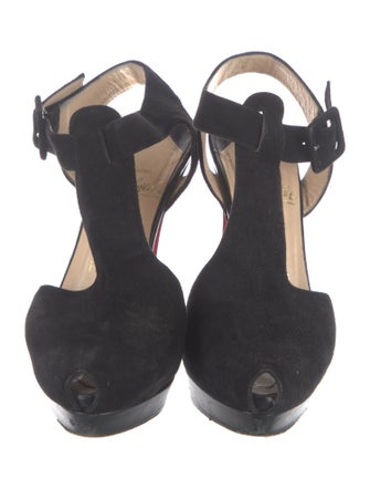 Christian Louboutin Suede T-Strap Pumps