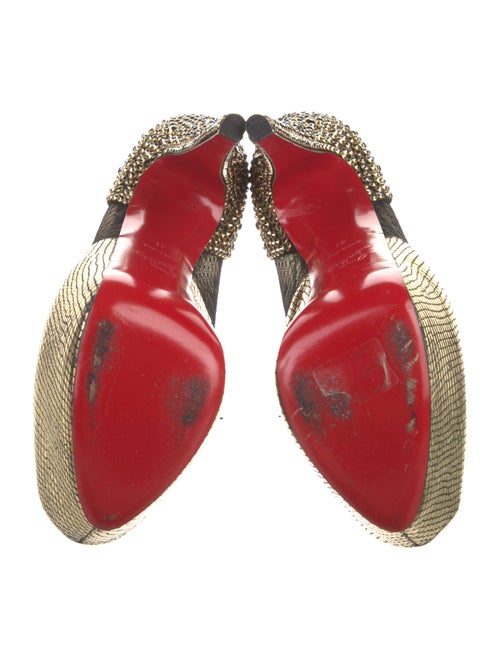 Christian Louboutin Patent Leather Mesh Accents T-Strap Pumps