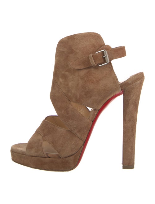 Christian Louboutin Suede Leather Trim Embellishment Slingback Sandals