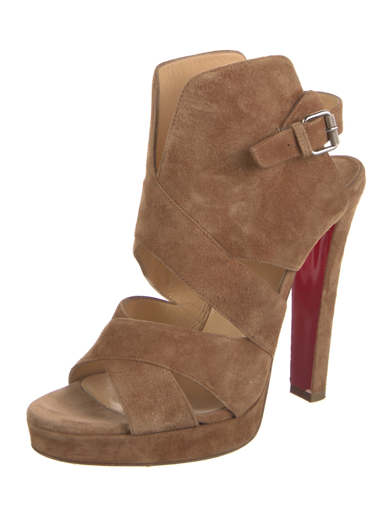 Christian Louboutin Suede Leather Trim Embellishment Slingback Sandals