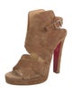 Christian Louboutin Suede Leather Trim Embellishment Slingback Sandals