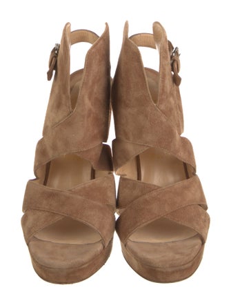 Christian Louboutin Suede Leather Trim Embellishment Slingback Sandals