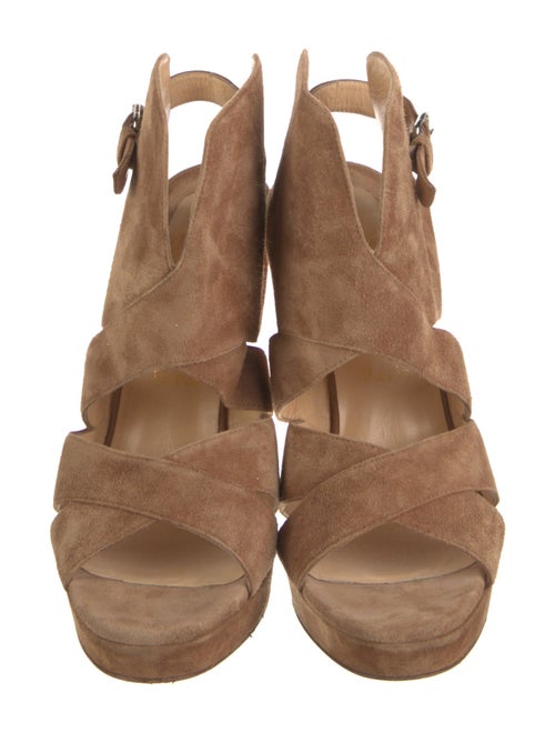 Christian Louboutin Suede Leather Trim Embellishment Slingback Sandals