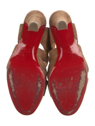 Christian Louboutin Suede Leather Trim Embellishment Slingback Sandals