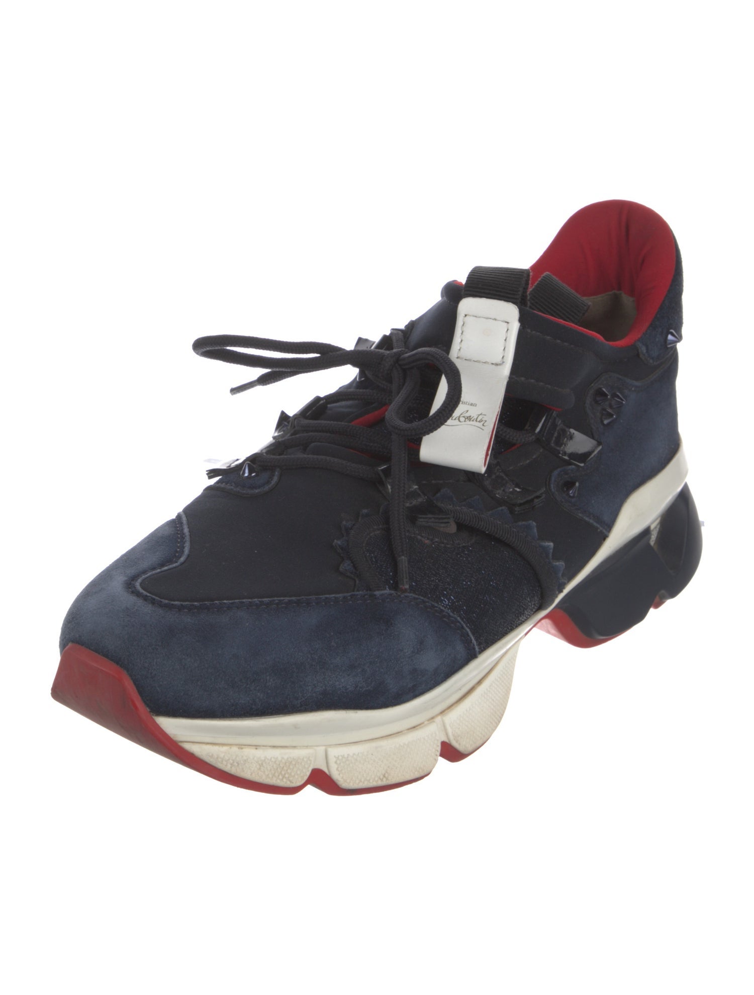 Christian Louboutin Spike Accents Suede Athletic Sneakers