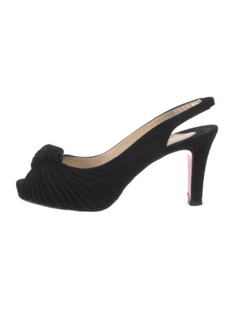 Christian Louboutin Suede Pleated Accents Slingback Sandals