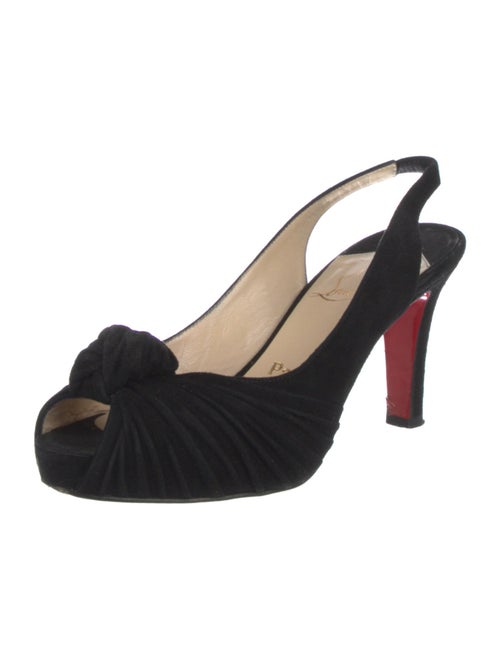 Christian Louboutin Suede Pleated Accents Slingback Sandals