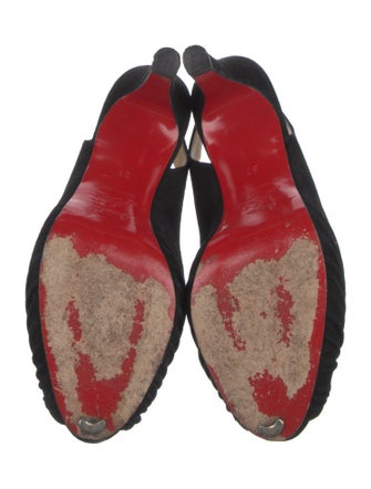Christian Louboutin Suede Pleated Accents Slingback Sandals