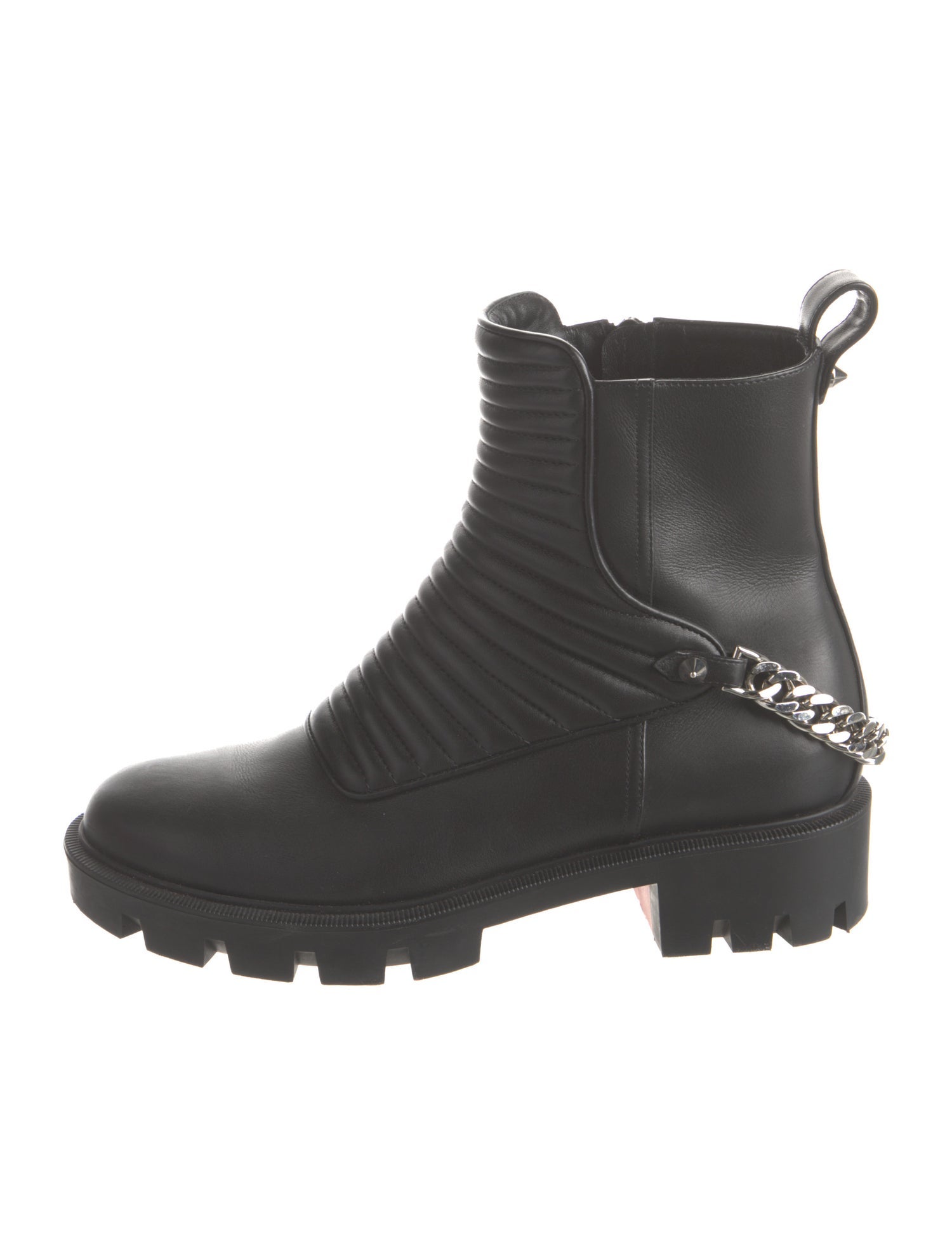 Christian Louboutin Spike Accents Leather Combat Boots