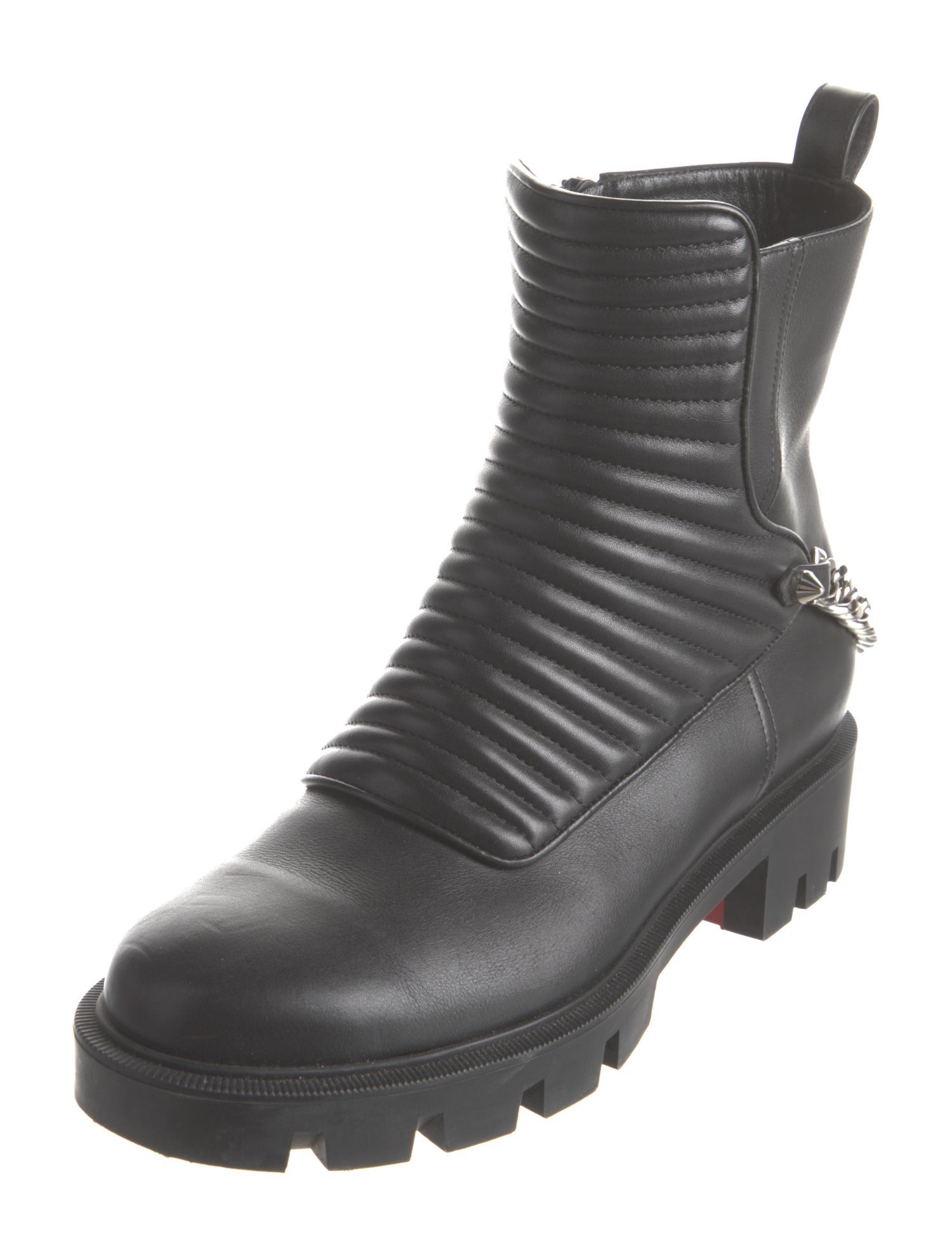 Christian Louboutin Spike Accents Leather Combat Boots