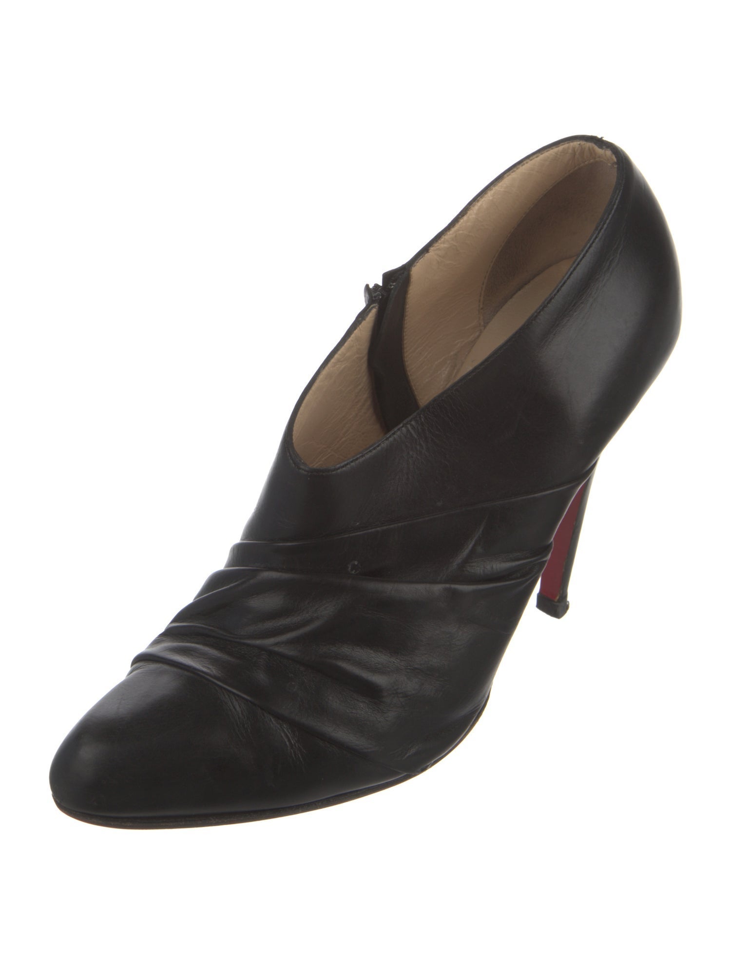 Christian Louboutin Leather Pleated Accents Boots