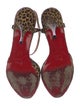 Christian Louboutin Patent Leather Animal Print T-Strap Pumps