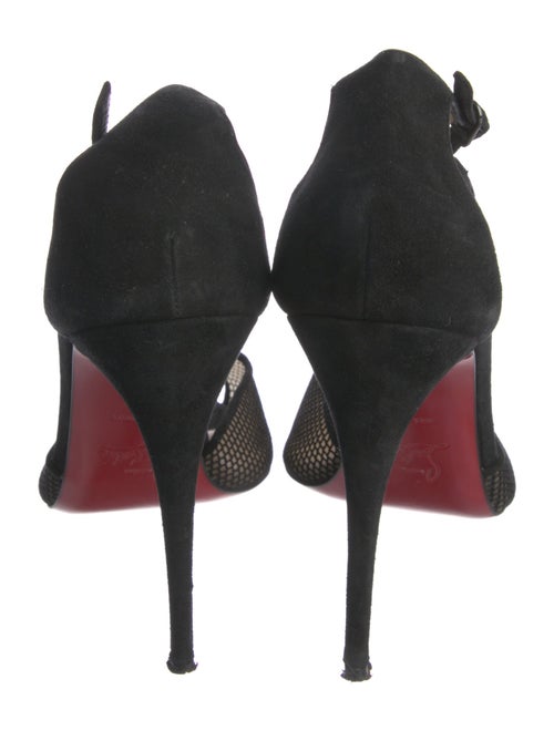 Christian Louboutin Suede Mesh Accents T-Strap Pumps