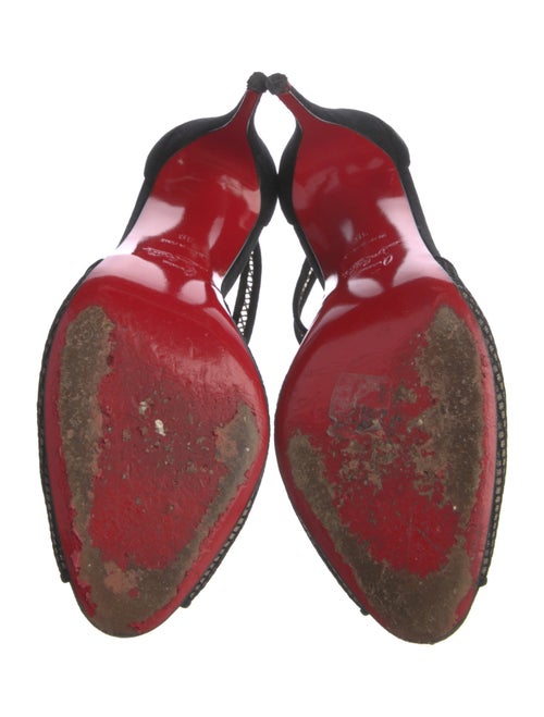 Christian Louboutin Suede Mesh Accents T-Strap Pumps