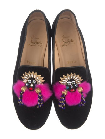 Christian Louboutin Velvet Graphic Print Loafers