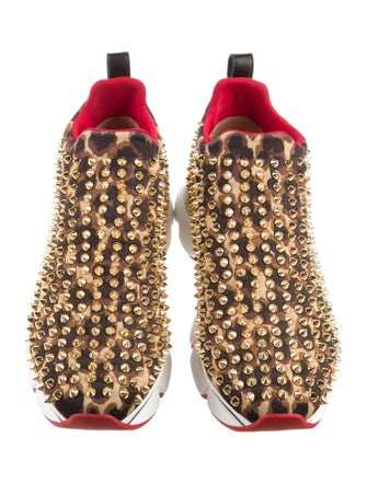 Christian Louboutin Spike Accents Printed Sock Sneakers