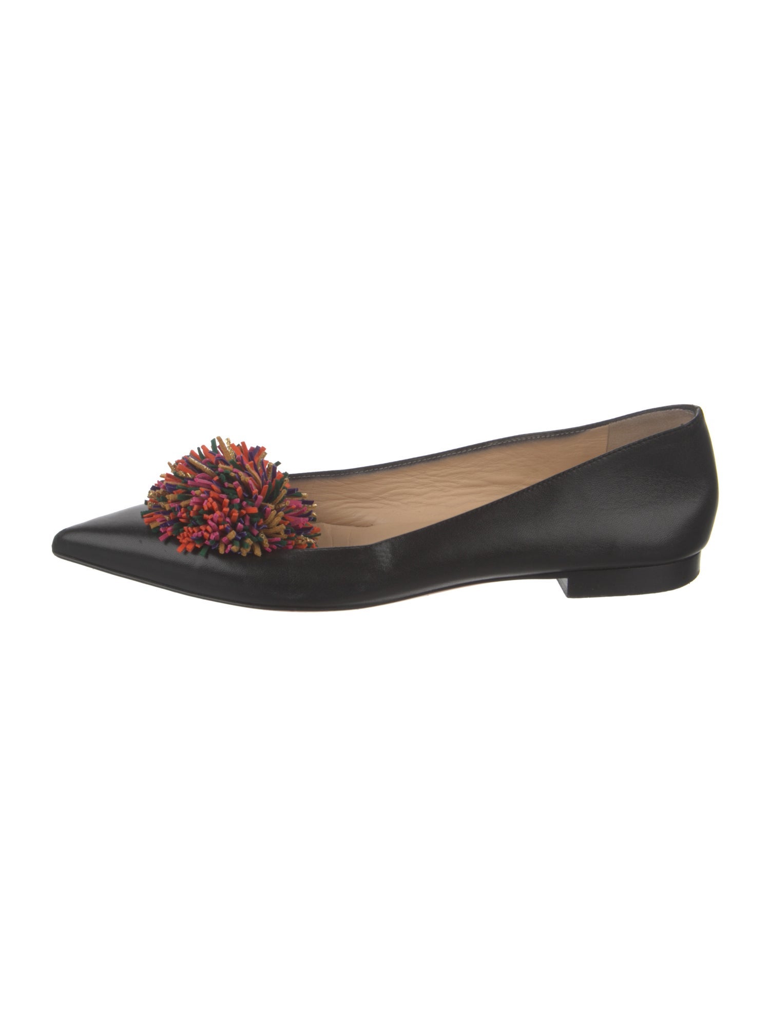 Christian Louboutin Leather Pom-Pom Embellishments Ballet Flats