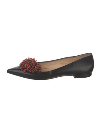 Christian Louboutin Leather Pom-Pom Embellishments Ballet Flats