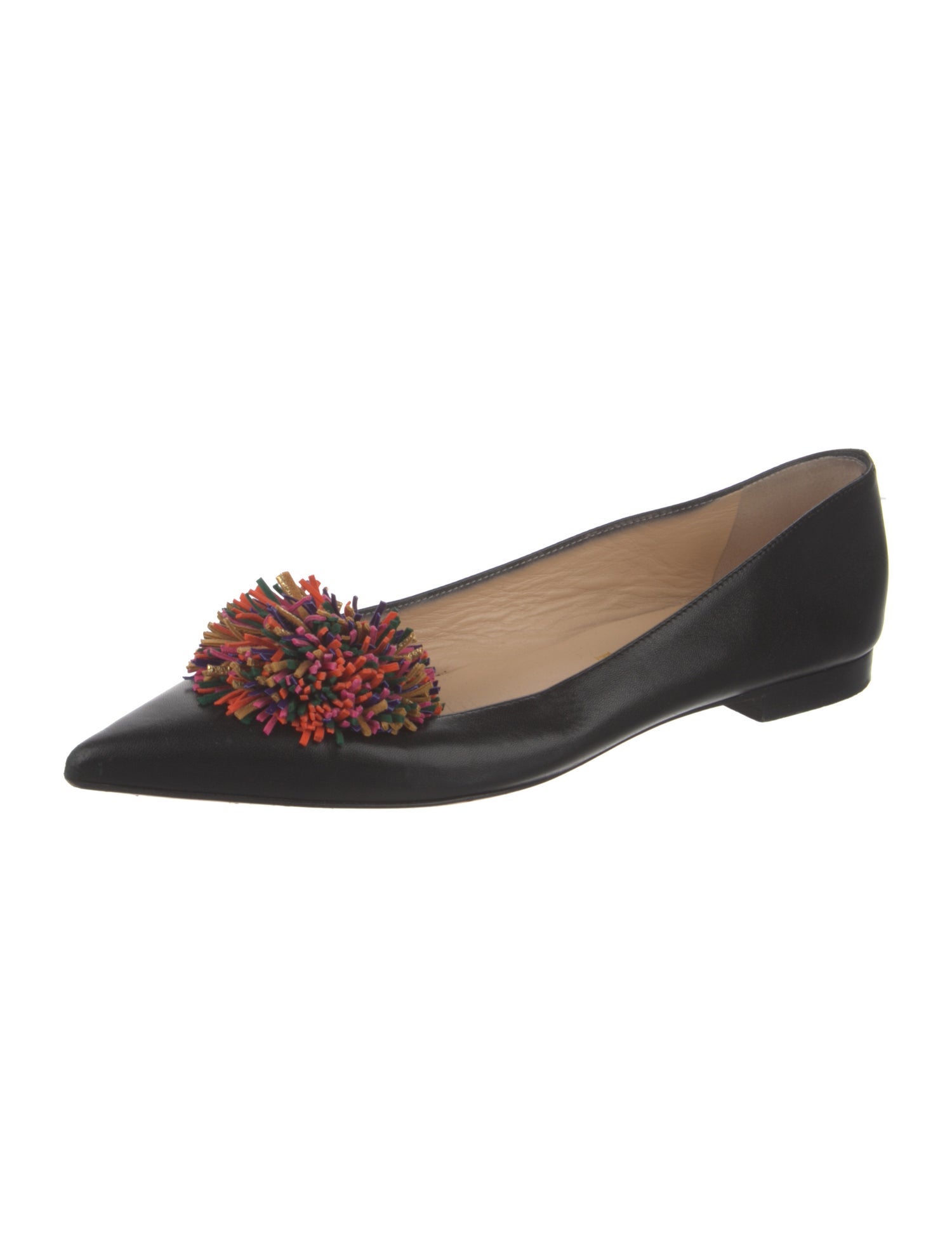 Christian Louboutin Leather Pom-Pom Embellishments Ballet Flats