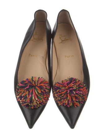 Christian Louboutin Leather Pom-Pom Embellishments Ballet Flats
