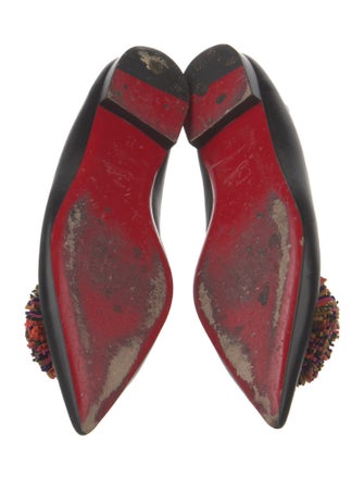 Christian Louboutin Leather Pom-Pom Embellishments Ballet Flats