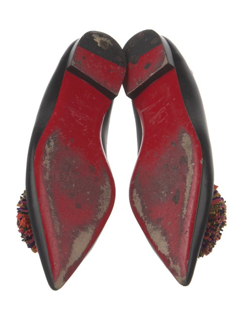 Christian Louboutin Leather Pom-Pom Embellishments Ballet Flats