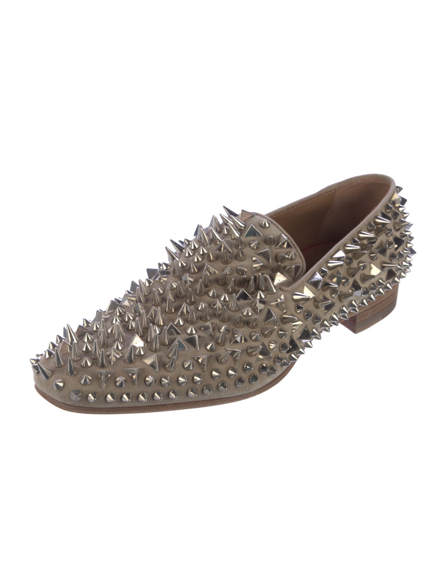 Christian Louboutin Spike Accents Suede Loafers