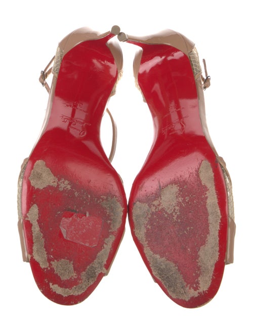 Christian Louboutin Patent Leather Mesh Accents T-Strap Pumps