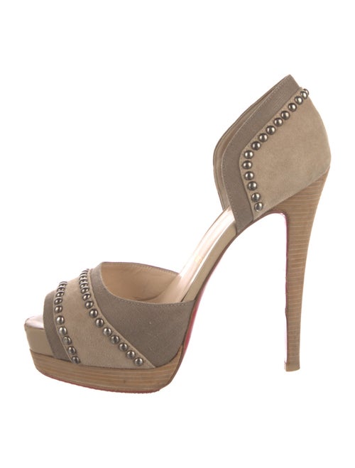 Christian Louboutin Suede Studded Accents D'Orsay Pumps