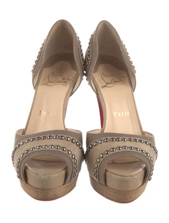 Christian Louboutin Suede Studded Accents D'Orsay Pumps