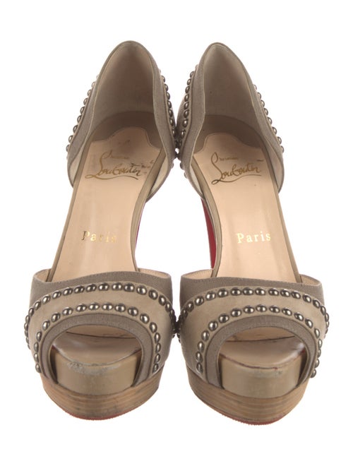 Christian Louboutin Suede Studded Accents D'Orsay Pumps