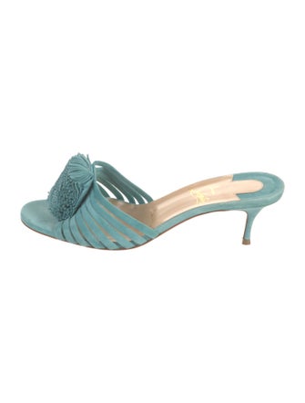 Christian Louboutin Suede Fringe Trim Accent Slides