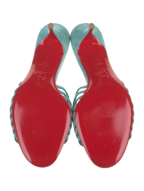 Christian Louboutin Suede Fringe Trim Accent Slides