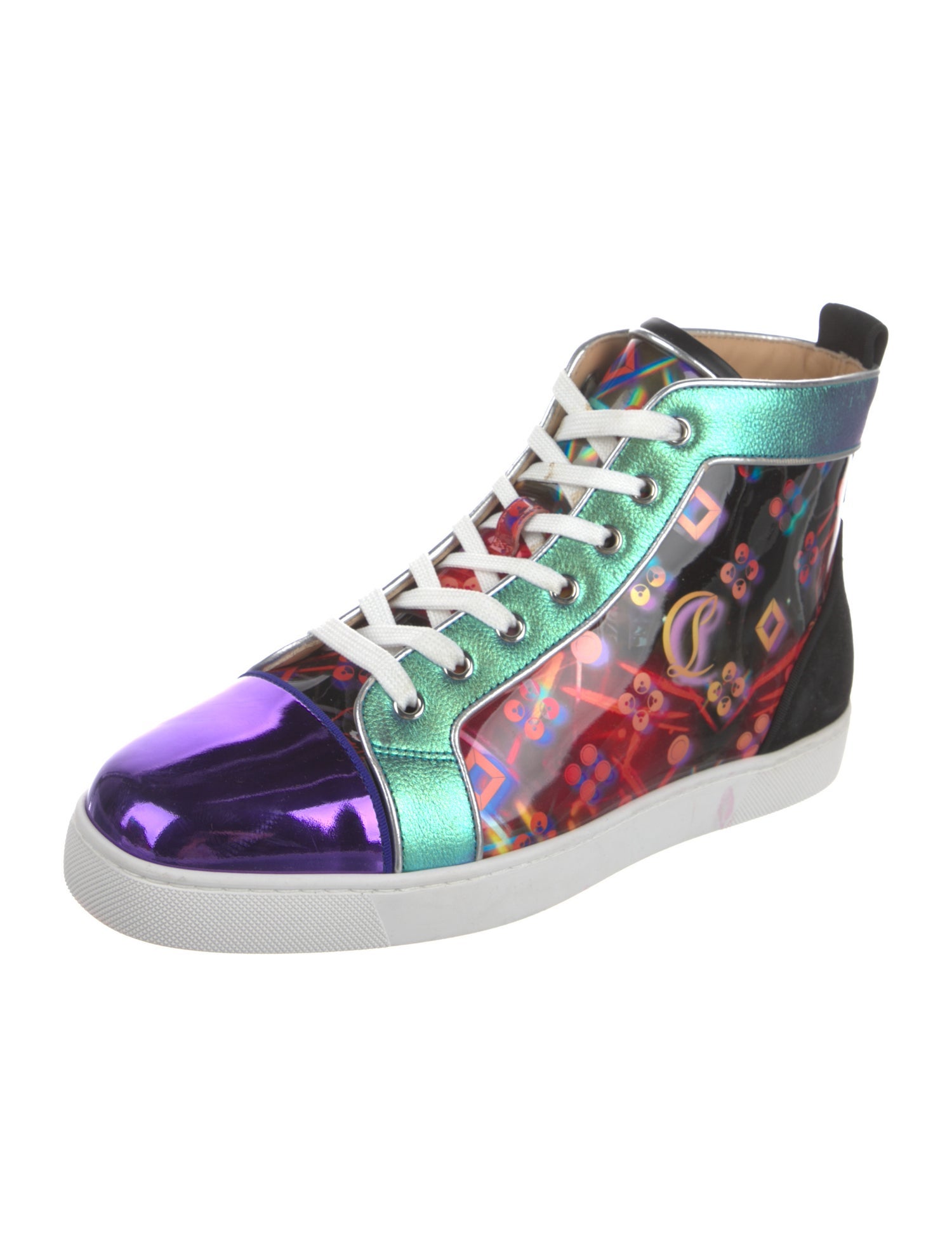 Christian Louboutin Patent Leather Printed Sneakers