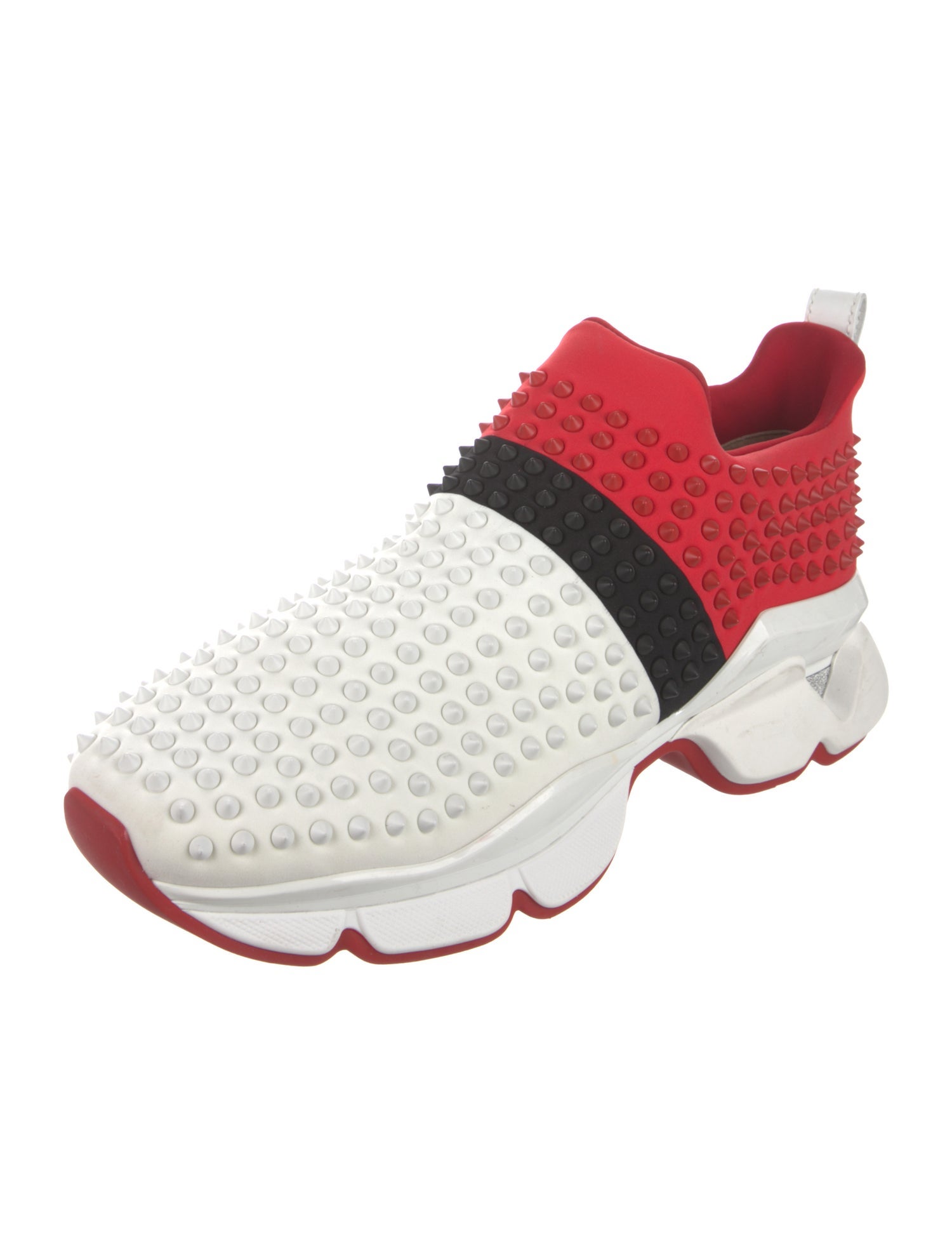 Christian Louboutin Neoprene Colorblock Pattern Sneakers