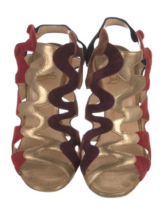 Christian Louboutin Suede Colorblock Pattern Sandals
