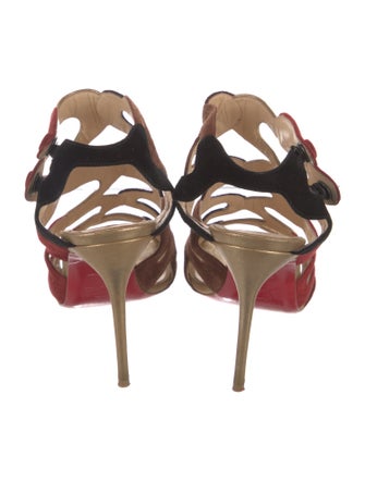 Christian Louboutin Suede Colorblock Pattern Sandals