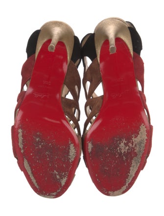 Christian Louboutin Suede Colorblock Pattern Sandals