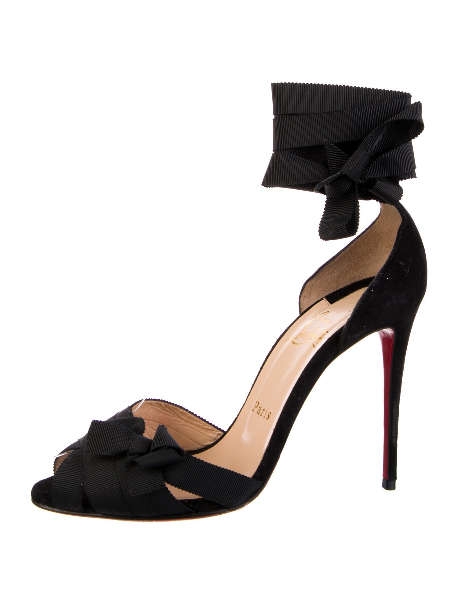 Christian Louboutin Suede Bow Accents Sandals