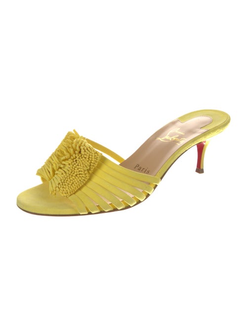Christian Louboutin Suede Fringe Trim Accent Slides