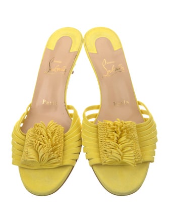 Christian Louboutin Suede Fringe Trim Accent Slides