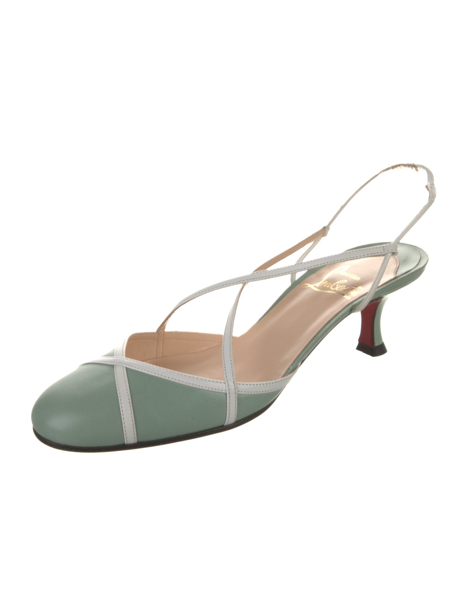 Christian Louboutin Spike Accents Leather Slingback Pumps