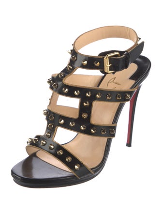 Christian Louboutin Spike Accents Leather Gladiator Sandals