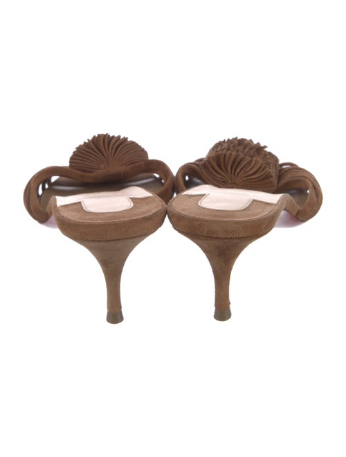 Christian Louboutin Suede Fringe Trim Accent Slides